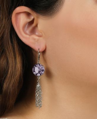 Round Crystal Tassel Drop Earrings