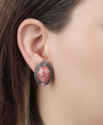 Acrylic Crystal Accent Button Earrings