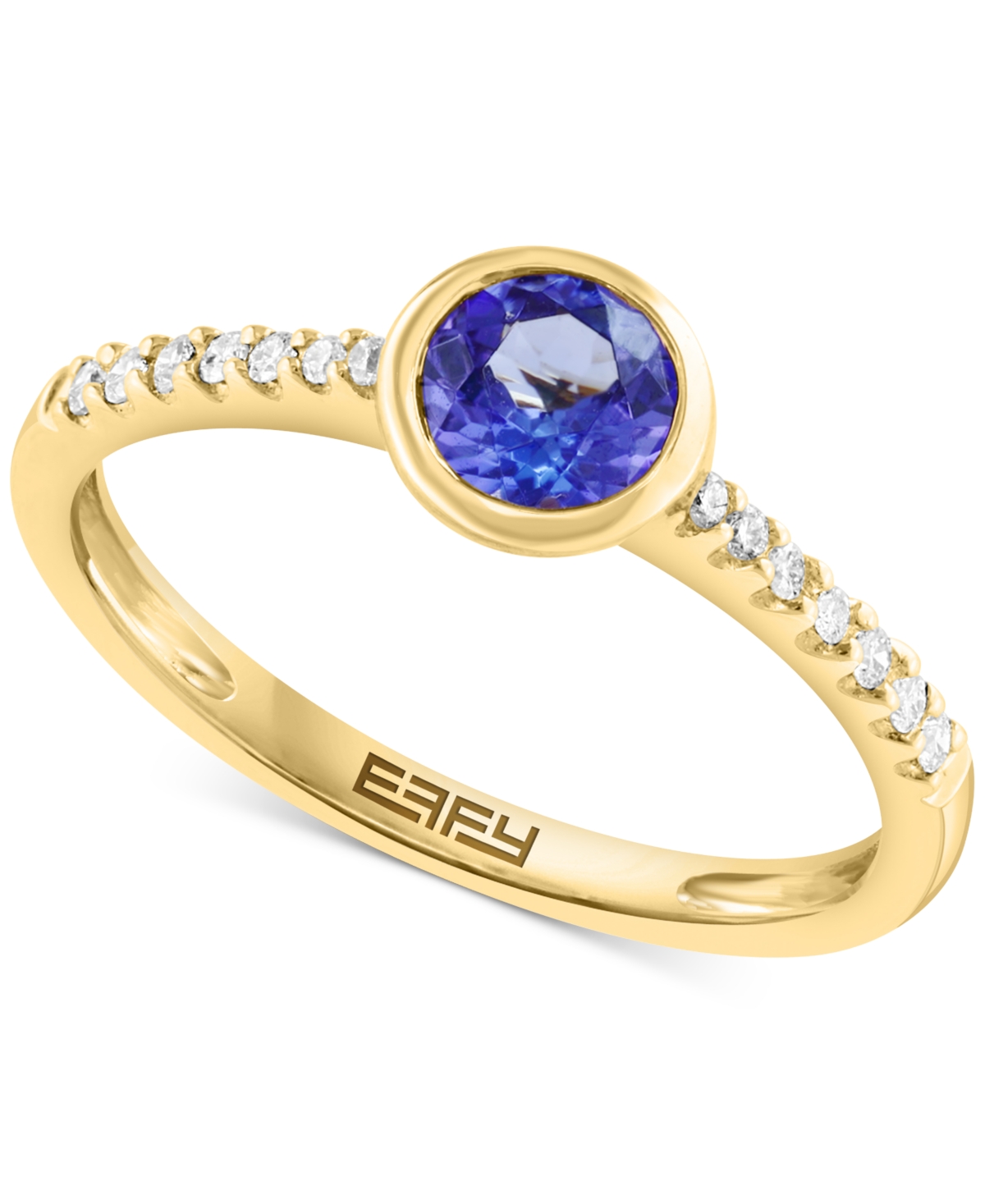 Effy Collection Effy Tanzanite (3/8 Ct. T.w.) & Diamond (1/10 Ct. T.w.) Accent Ring In 14k Yellow Gold In Tanzanite