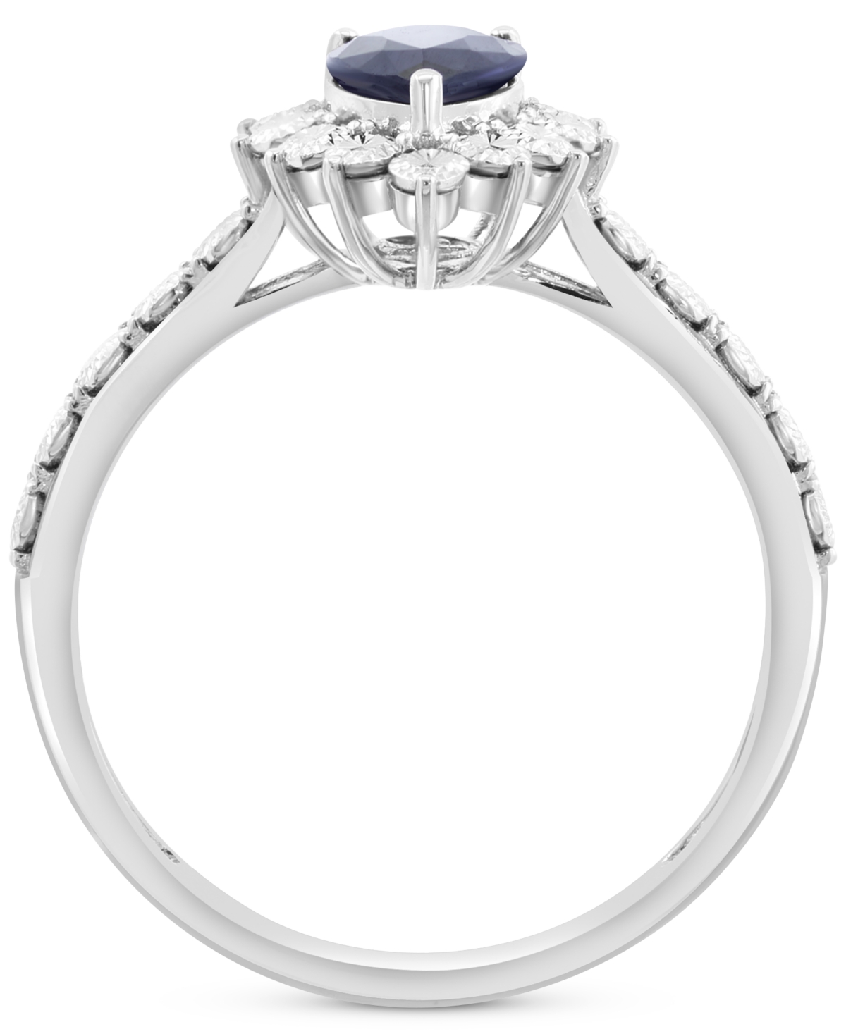 Effy Collection Effy Sapphire Miracle Plate Halo Ring (5/8 Ct. T.w.) In 14k White Gold In Sapphire