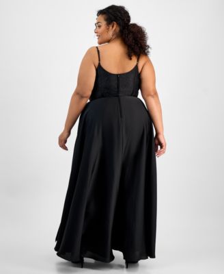 B Darlin Trendy Plus Size High-Slit A-Line Satin Gown, Created for Macy's