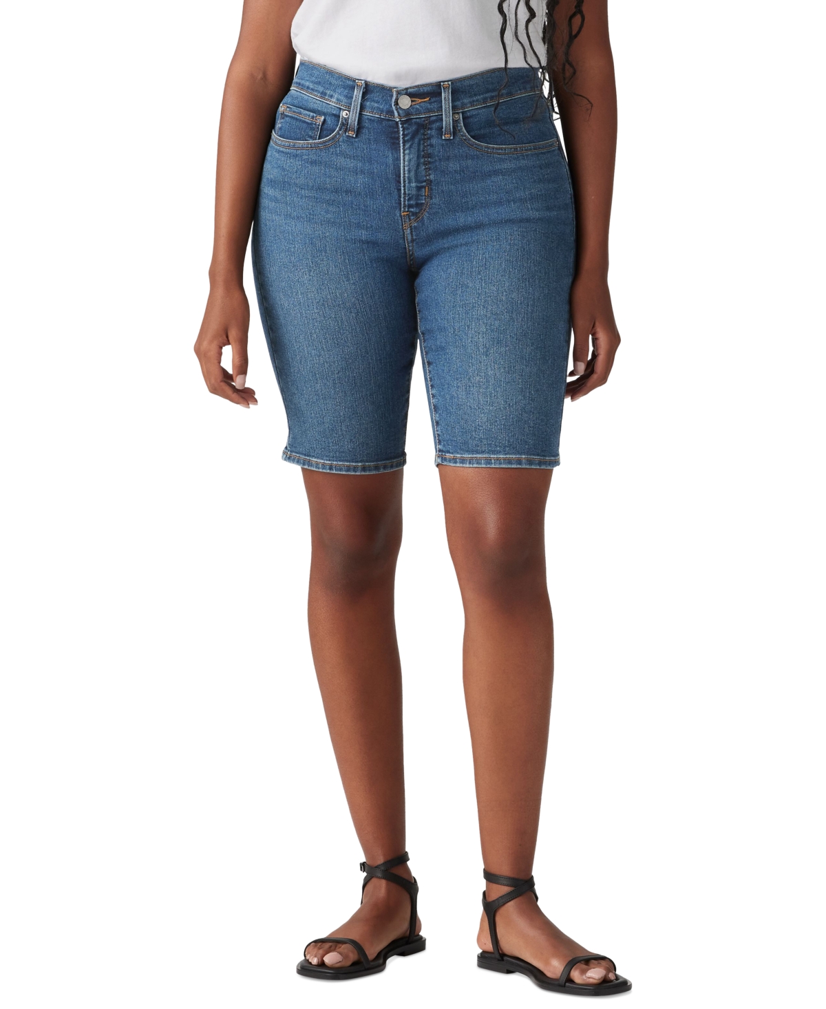 LEVI'S PLUS SIZE MID-RISE SHAPING BERMUDA SHORTS 