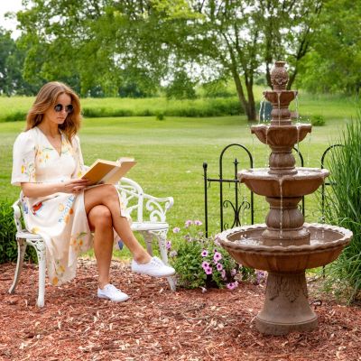 52"H Electric Fiberglass and Resin 4-Tier Pineapple Top Outdoor Water Fountain