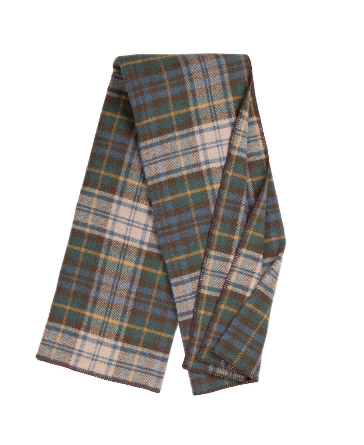 Prince Of Scots Highland Tweeds Big Throw, 59" X 80" In Green Tan