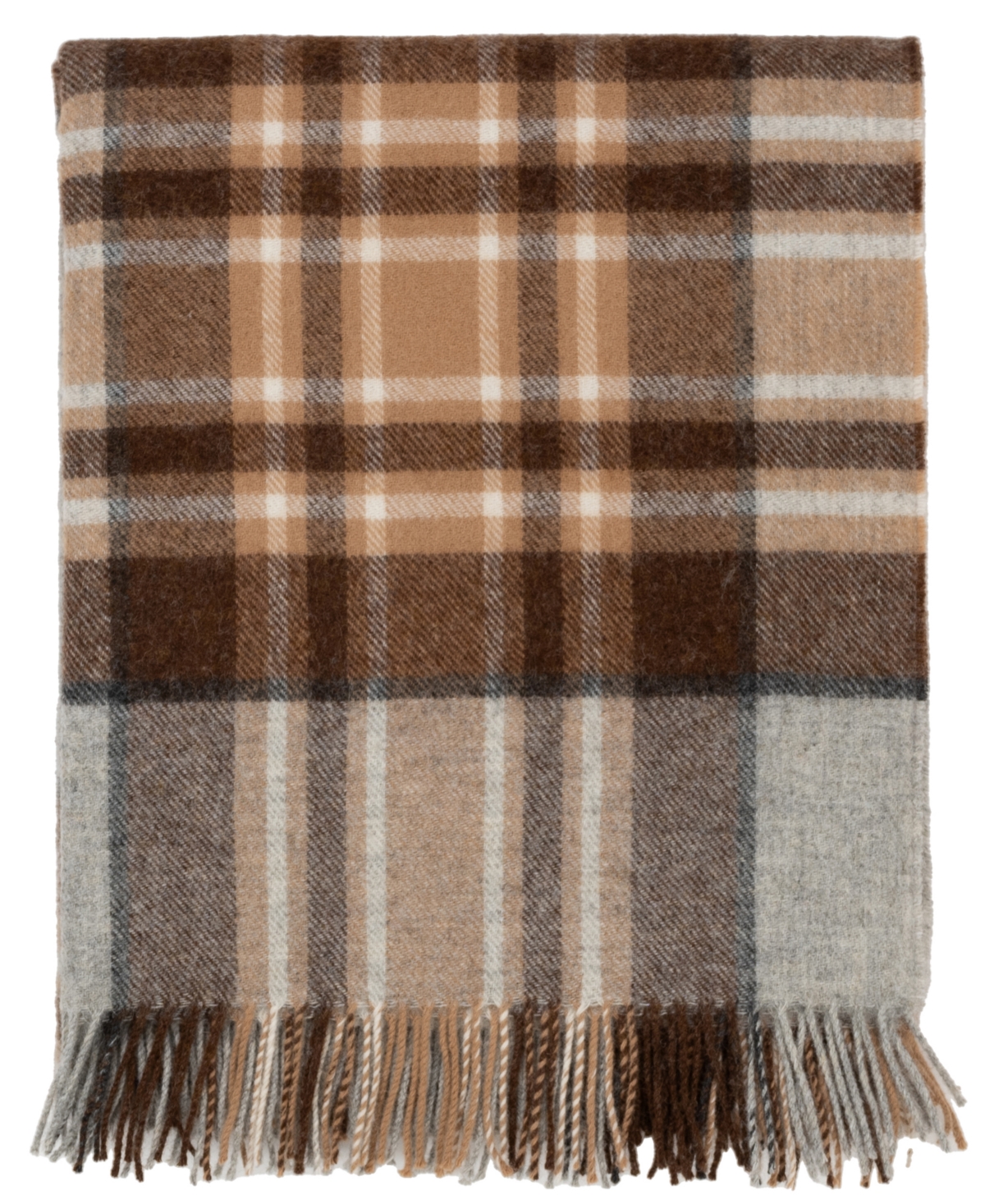 Prince Of Scots Highland Tweeds Shetland Lambswool Throw, 55 " X 72" In Tan Grey
