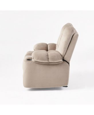  Large Size Skin-Friendly Fabric & Steel Frame Manual Recline, Dual Cup Holders, Overstuffed Comfort Recliner Chair