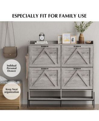 Shoe Cabinet with 4 Flip Drawers,Freestanding Shoe Storage Cabinet Organizer for Entryway,Shoe Rack Cabinet,Dry and wet Separation Shoe Organizer with Metal Legs