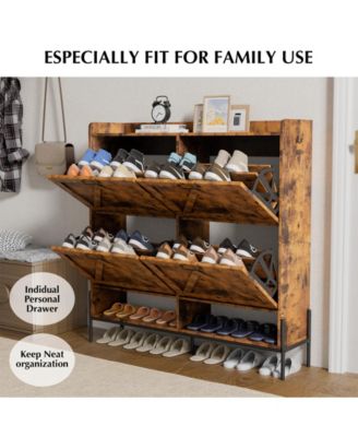 Shoe Cabinet – 4 Flip Drawers, Metal Legs, Dry/Wet Separation, Freestanding Organizer for Entryway & Home Use.