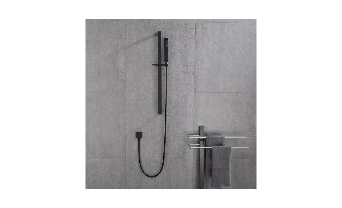 Slickblue Eco-Performance Handheld Shower: MatteShower Head with 28-Inch Slide Bar and 59-Inch Hose - Black