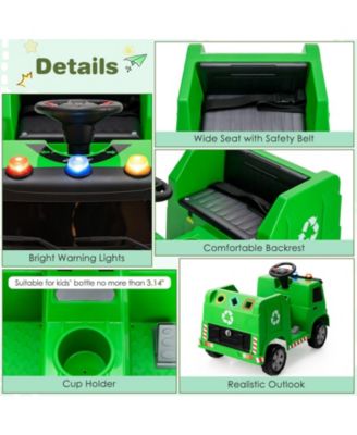 12V Kids Ride-on  Garbage Truck with Warning Lights and 6 Recycling Accessories