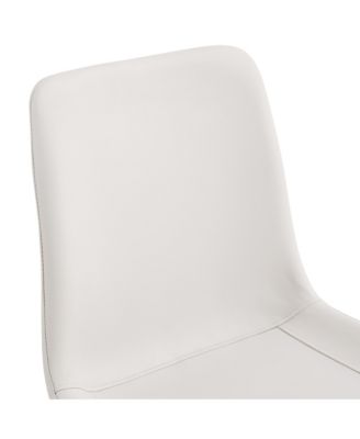 White Leather Dining Chair with Curved Cushion