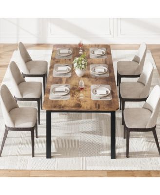 Industrial Dining Table for 68 People, 78.7" Long Kitchen Table, Wood Dining Table, Kitchen & Dining Room Table