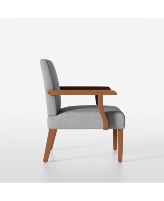 Fabric Accent Arm Chair Set of 2 with Round Wood Table