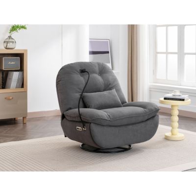 Power Recliner Swivel Glider USB Charger With Bluetooth Music Player Different Function Sleep Working Game and Leisure Model Grey