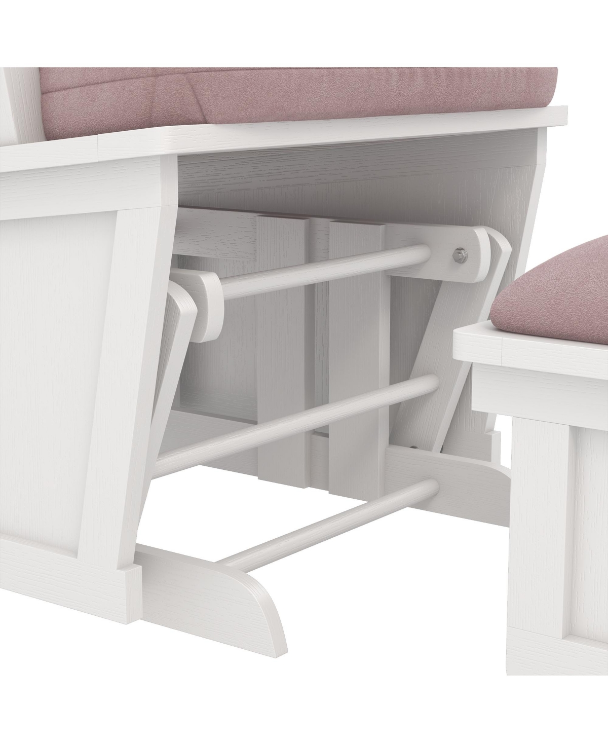 Streamdale Furniture Nursery Glider Rocking Chair with Ottoman, Thick Padded Cushion Seating and Wood Base,- Pink
