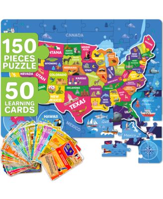 150 Pcs Jigsaw Puzzles for Kids Ages 8-10 - 400+ Facts on 50 Flashcards