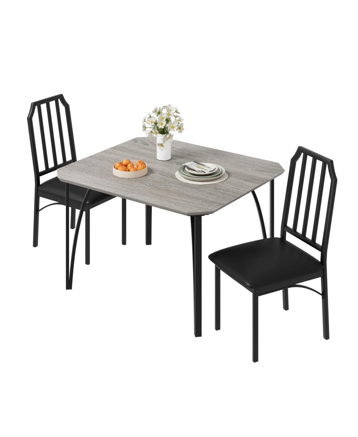 gaomon Kitchen Table and Chairs for 2 with with Chamfer Design, Dining Table Set with Cushion Seats