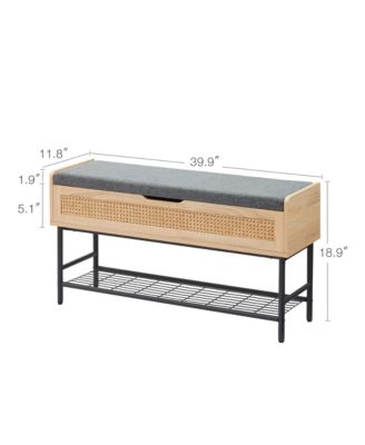 Natural Rattan 40in Storage Chest, Storage Bench Organizer for Entryway, Rectangular Bench Storage Rack