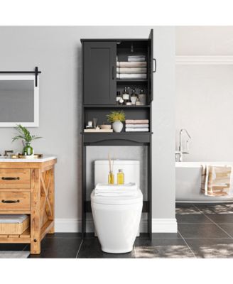 Shaker 23.6 in. W x 65 in. H x 8.25 in. D Over The Toilet Storage with Doors & Open Shelves