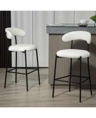 26" Counter Bar Stools with Fabric and Black Base