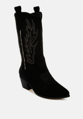 Womens Mae Embroidery Detail Cowboy Boots