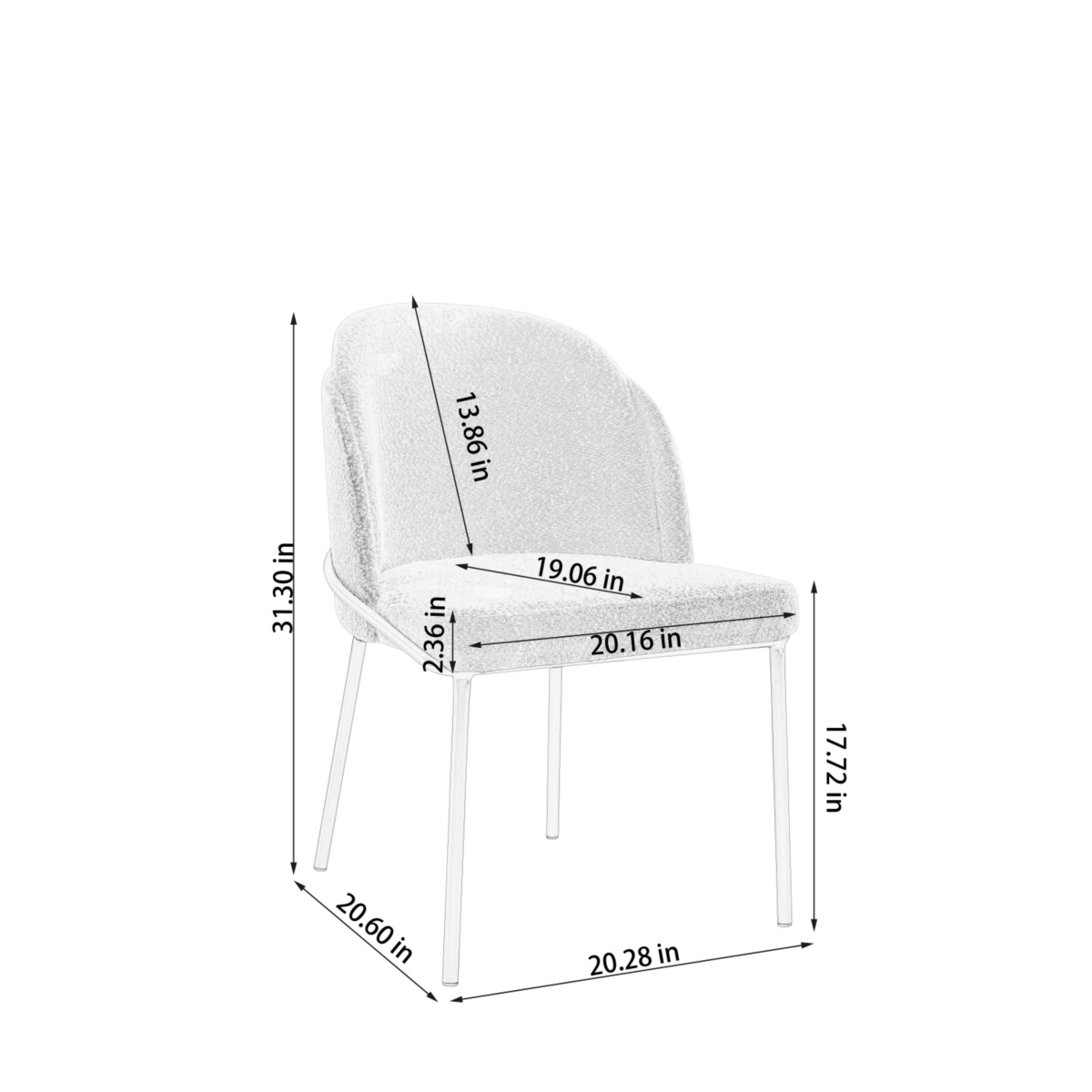 Modern Dining Chairs Set of 2, White and Brown, Comfort and Style