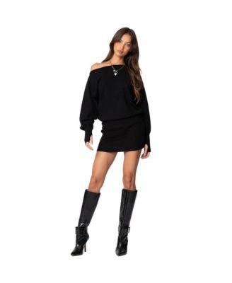 Womens Eve Off Shoulder Knit Mini Dress