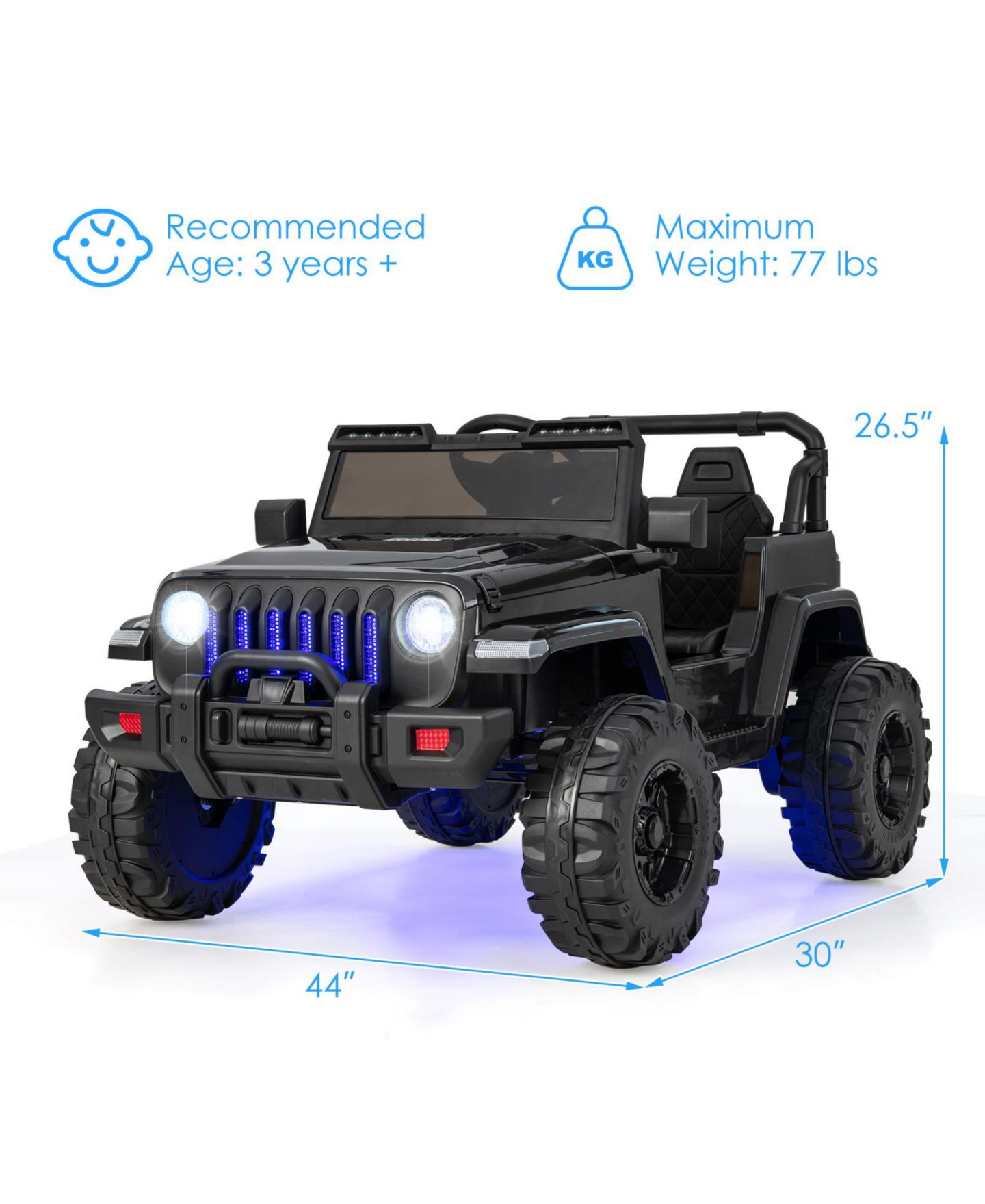 Детская игрушка HONGGE 12V Kids Ride-On Jeep with Remote Control and Music Player, Ages 3+ — фото 4