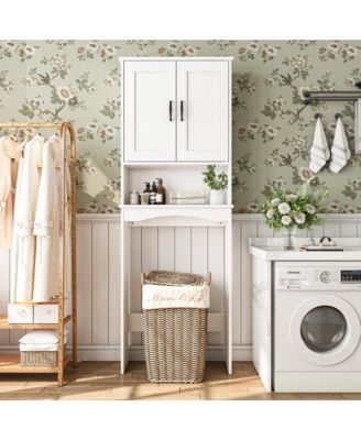 23.62 in. W x 65.39 in. H x 8.27 in. D Over The Toilet Storage with Adjustable Shelves for Bathroom and Laundry