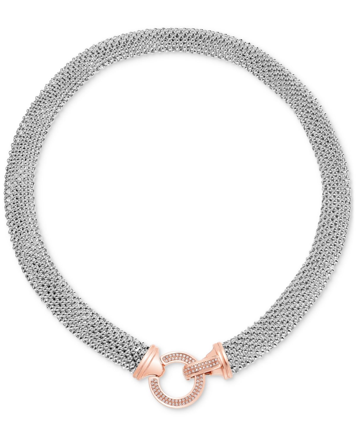 Diamond Pave Circle Clasp Mesh Link 18