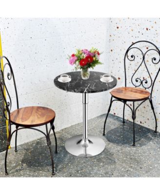 360° Swivel Cocktail Pub Table with Sliver Leg and Base-Black