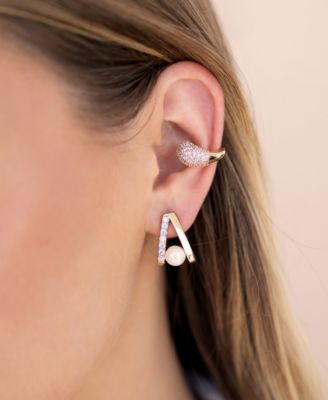 Pave and Mother of Pearl Drop Earrings