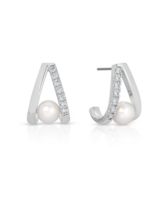 Pave and Mother of Pearl Drop Earrings