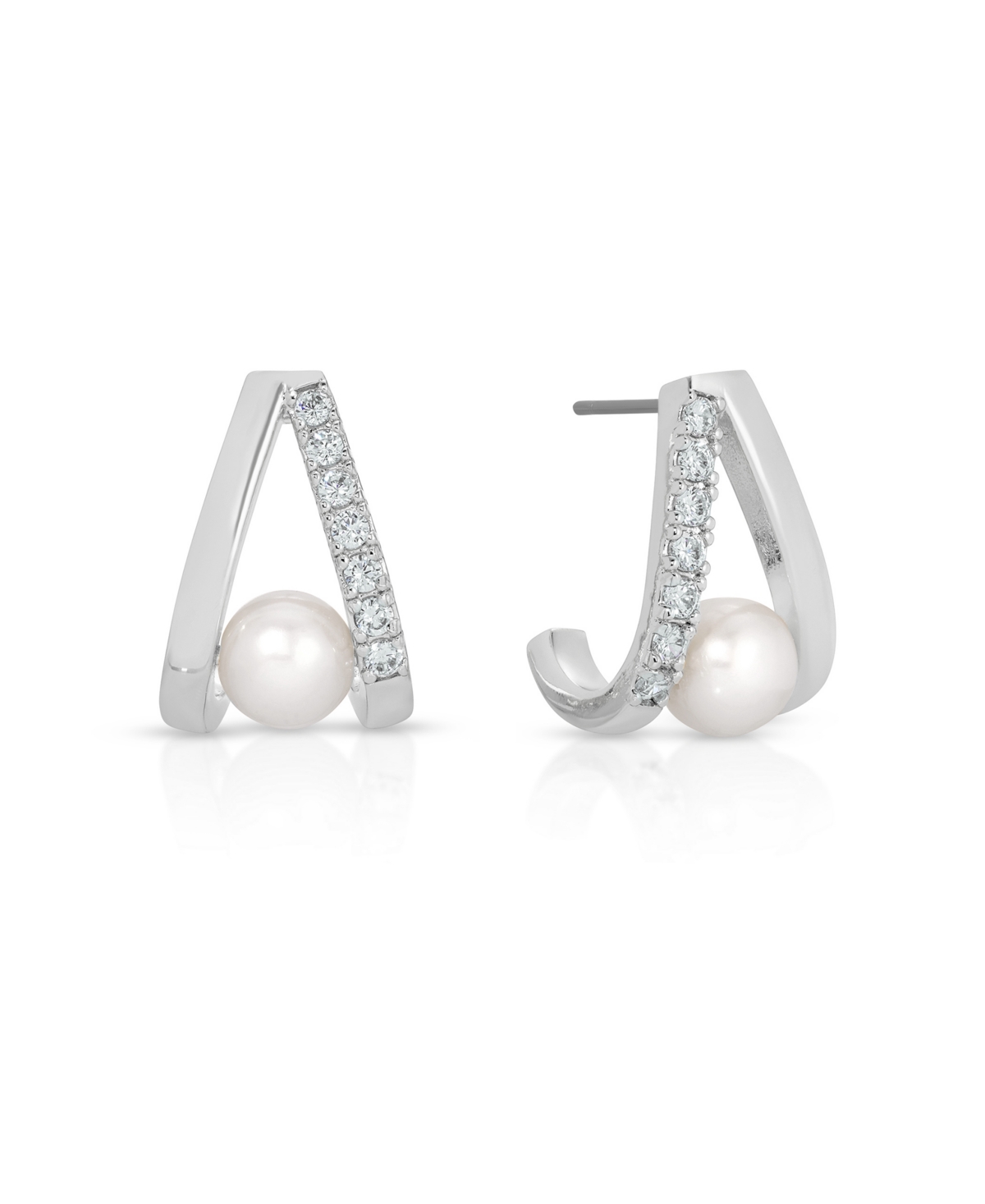 Ettika Pave And Mother Of Pearl Drop Earrings In Silver