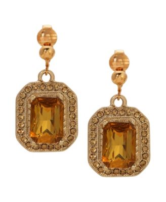 Topaz Acrylic Rectangular Drop Clip Earrings