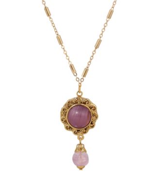 Round Glass Stone Locket Necklace