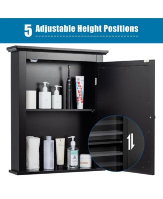 Wall Mounted Bathroom Mirror Cabinet with 5-level Height-adjustable Shelf