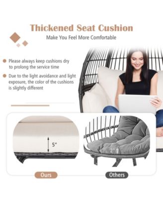 Oversized Patio Rattan Egg Lounge Chair with 4 Cushions-Brown