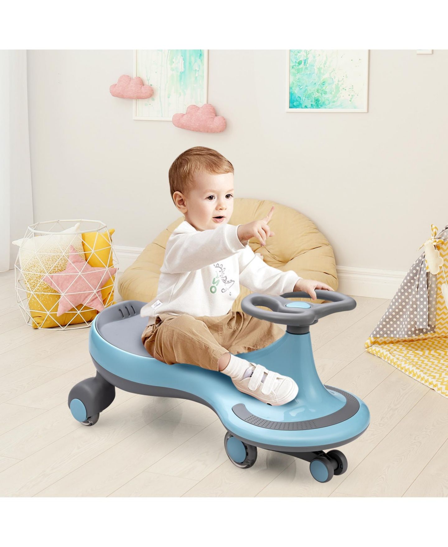 Детская игрушка HONGGE Wiggle Car Battery-Free Ride-On Toy with Flashing Wheels, Ages 3+ — фото 3