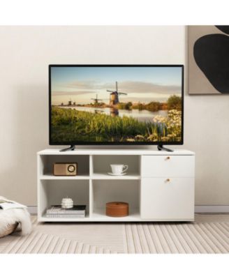  42.5"  Metal Storage Cabinet TV Console Cabinet with 2 Drawers and 4 Cubes for Entryway