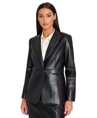 Tahari ASL - Women's Faux-Leather Boyfriend Jacket