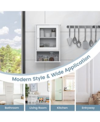 Bathroom Wall Mounted Adjustable Hanging Storage Medicine Cabinet-White