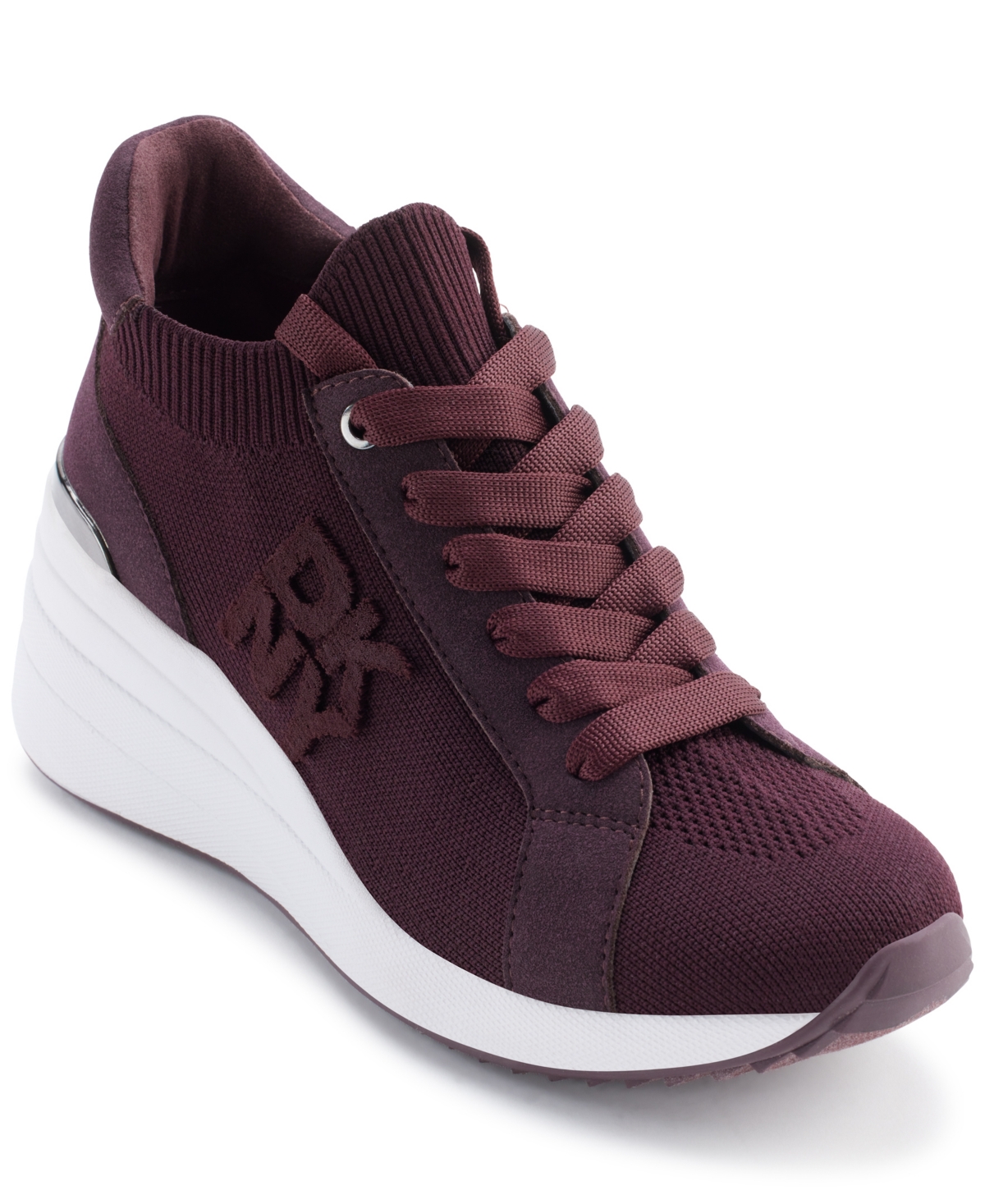 Shop Dkny Women's Kasia Lace-up Wedge Sneakers In Wine