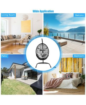 Hanging Cushioned Hammock Chair with Stand -Gray