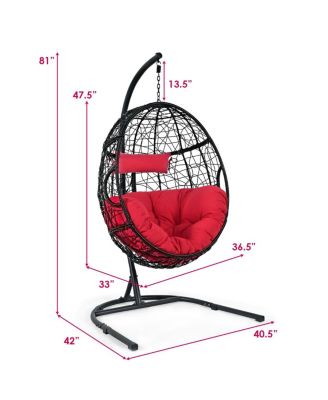 Hanging Cushioned Hammock Chair with Stand-Red