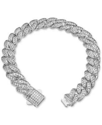 Men's Miami Cuban Link Cubic Zirconia Bracelet in Gold-Tone Ion-Plated Stainless Steel
