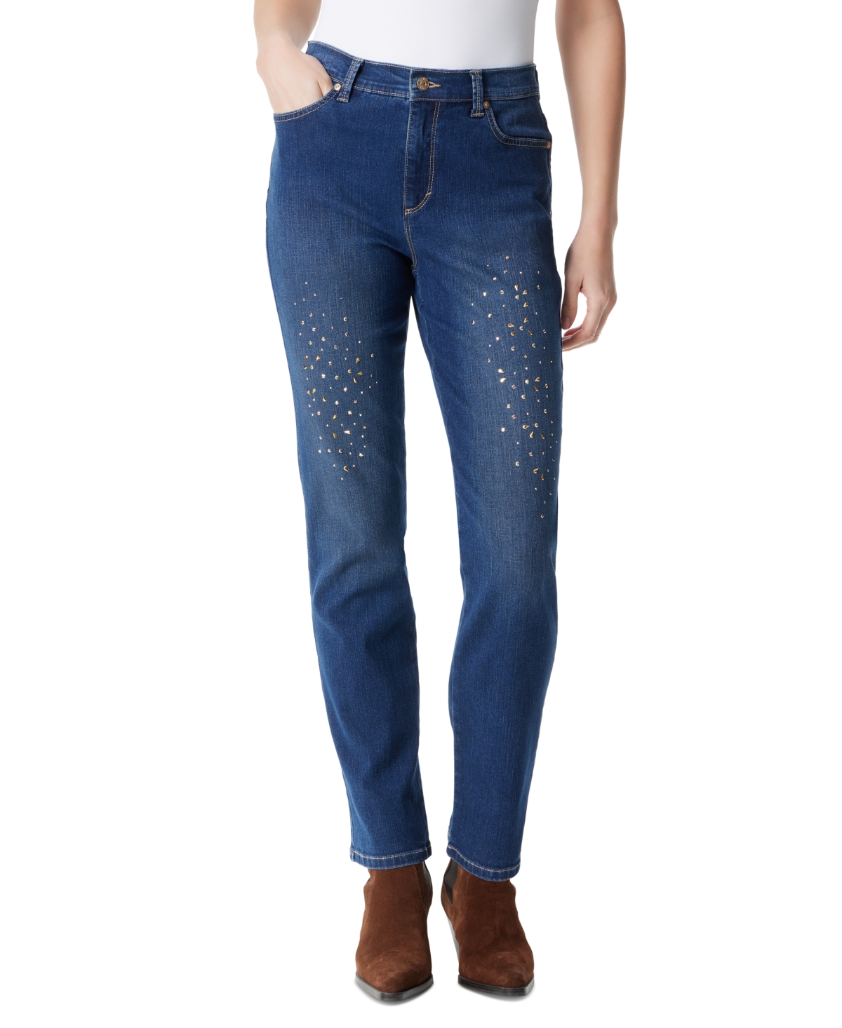 Gloria Vanderbilt Women's Amanda Embellished Straight Jeans In Trier