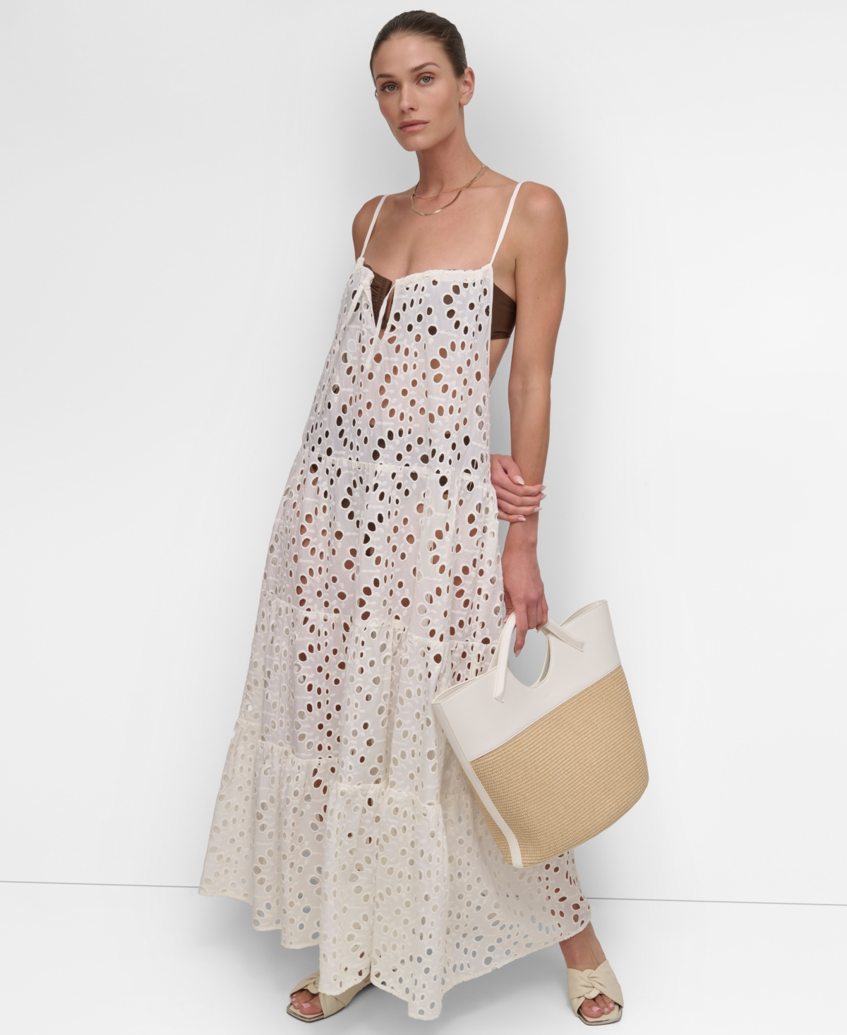 Dkny Women's Tiered Maxi Dress Swim Cover-Up