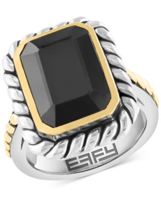 EFFY Collection - Onyx Rope-Framed Statement Ring in Sterling Silver & 14k Gold-Plate
