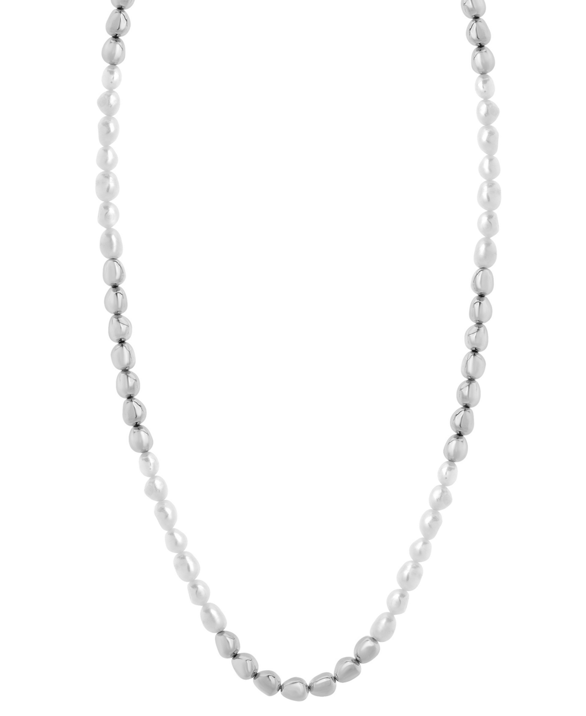 Blackjack Men's Cultured Baroque Freshwater Pearl (6mm) Adjustable Necklace In Stainless Steel, 20"+ 4" Extend In Steel